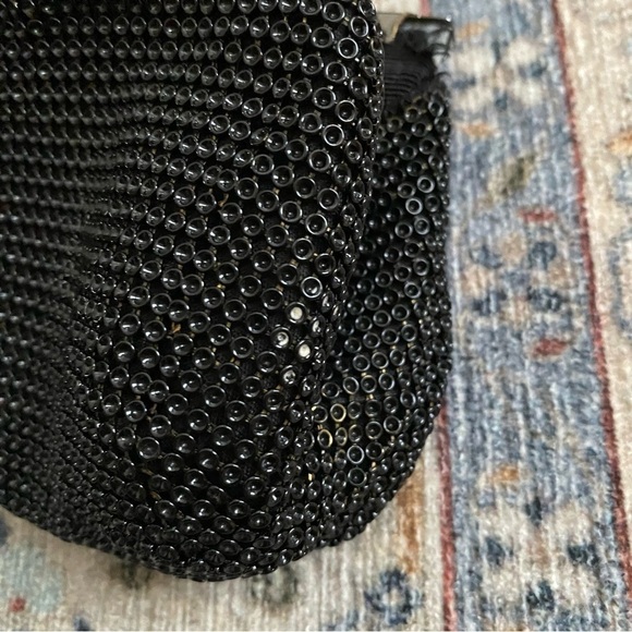 Whiting & Davis Crystal Ball Clutch Black Silver Small Read - Picture 8 of 9